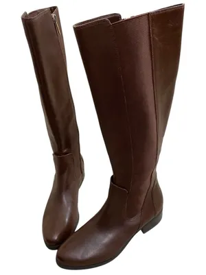 Elegant Brown Knee-High Women's Riding Boots preppy equestrian thumbnail 1