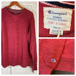 Champion Sweatshirt Womens XL Burgundy Crew Neck Appliqué‎ Logo Basic Classic thumbnail 2