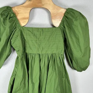 Abercrombie Fitch A&F Emerson Poplin Puff Sleeve Mini Dress‎ Green Small Tall ST thumbnail 2