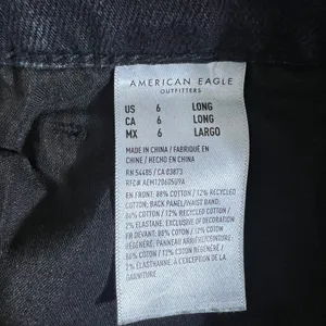 American Eagle Strigid Solid Distressed Slim Straight Jeans Black Grunge Size 6L thumbnail 6