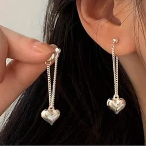 Elegant Silver Heart earrings. Hypoallergenic thumbnail 1