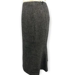 Lauren Ralph Lauren wool black beige flat front skirt thumbnail 3