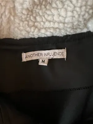 Another Influence Black Faux Leather Hooded Rain Jacket Sherpa Lined Medium thumbnail 4