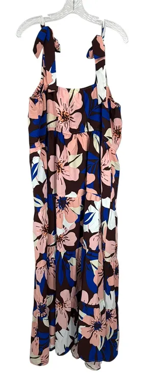 NWT Fashion | XL| Midi Tired Dress Shoulder Bow Floral Floral Hawaiian Sun Dress thumbnail 1