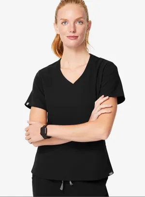 Figs • aburi black v-neck scrub top sz XS thumbnail 1