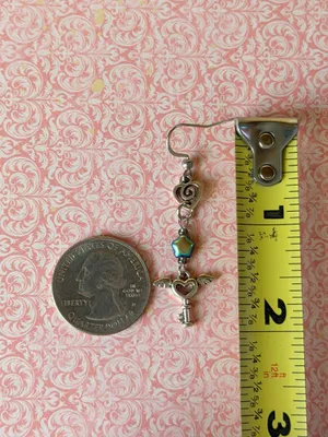 Handmade Czech glass star & angel heart key romance Kawaii y2k fairy dangle earrings✨ thumbnail 5