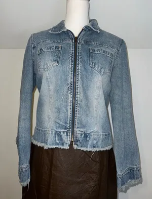 Women's Y2K 2000s Faded Glory Blue Jean Jacket M thumbnail 1
