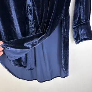 NWOT Anthropologie Maeve Navy Blue Velvet Tunic Blouse US 4 Button Front Top thumbnail 7