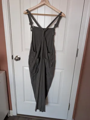 Fitigues Women's Relaxed Fit Silk-Cotton Blend Overalls Small/Medium Khaki Grey thumbnail 2