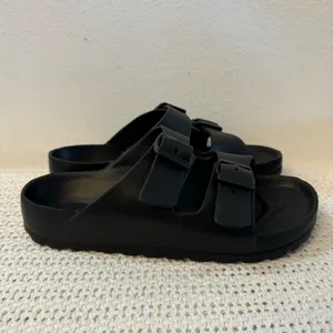 Women’s Black Adjustable Double Buckle Sandals Waterproof,Comfortable Flat Shoes thumbnail 6