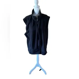 L.L. Bean Womens Fleece Vest Full Zip Mock Neck Black XXL Regular thumbnail 2