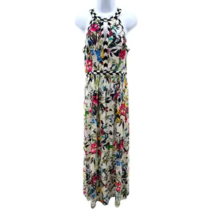 Parker Silk Halter Floral Luella Sleeveless‎ Maxi Dress S Resort Vacation Cutout thumbnail 4