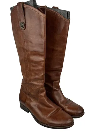 FRYE Womens Vintage Melissa Button Tall Riding Boots Size 7 Brown Cognac Leather thumbnail 1