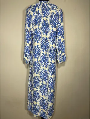 Zara Blue & White Printed Midi Dress Sz S Coastal Grandma thumbnail 4