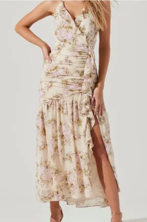 The Label Kiana Floral Ruched Midi Dress thumbnail 2