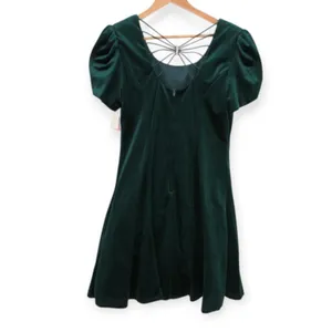 Vintage Velvet Puff Sleeve Party Dress Juniors Size 11 Holiday Deadstock 80s 90s thumbnail 3