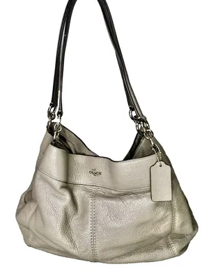 Coach Lexy F27593 Fog Taupe Pebbled Leather Shoulder Bag MSRP $395 thumbnail 2