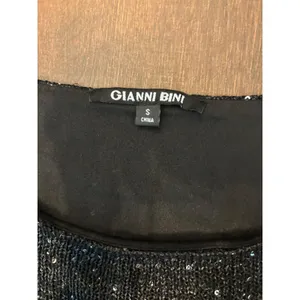 Gianni Bini Sequin Layered Top Small Black Sparkly Glam Party Blouse thumbnail 2
