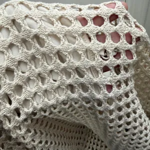 Steve‎ Madden Crochet Top L Beige Open Knit Boho Minimalist Beachy Neutral Boxy thumbnail 5
