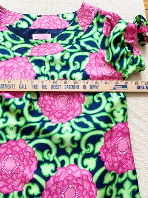 Vintage Lilly Pulitzer Silk Shift Dress Size 2 Pink Green Floral thumbnail 5