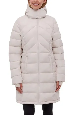 BENCH Long Hooded Puffer Coat Removable Hood Pockets‎ Minimalist Quilted X-Small thumbnail 1