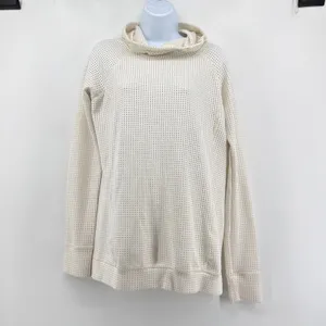 CALIA Laser Cut Cream Mesh Pullover‎ Hoodie Beach Coverup Swim Sweatshirt L thumbnail 3