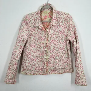 Hand Quilted Paisley Pink Floral Print Coat Jacket Boho‎ Cottagecore Spring thumbnail 5