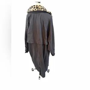 Free‎ People Need it Trench Coat with Leopard Print Collar size medium, new thumbnail 3