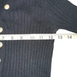 Loulou Studio Socotra Wool Cashmere Black Ribbed Short Sleeve Polo Top MEDIUM thumbnail 6