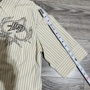 Harley Davidson Women White Pin Stripe Flaming Ace‎ Graphic Button Front XL thumbnail 6