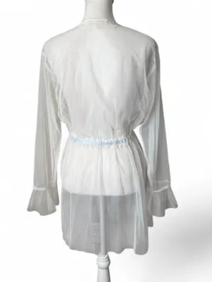 Ivory Mesh Bridal Robe White thumbnail 7