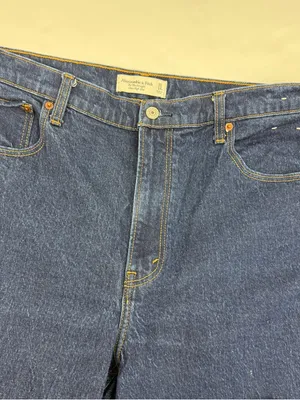 Abercrombie & Fitch Ultra High Rise 90s Straight Jean Dark Wash Blue thumbnail 9