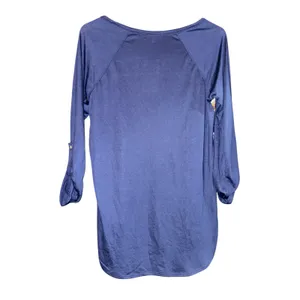 NWT Jolt Top Women's Size Large‎ Boho Hippie Paisley 3/4 Roll Tab Sleeves Blue thumbnail 4