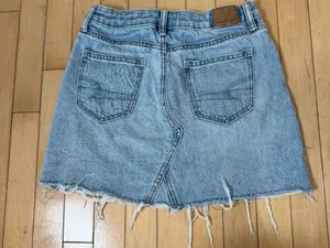 American Eagle Hi Rise A Line Light Wash Denim Jean Mini Skirt Size 0 thumbnail 6