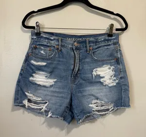 American Eagle Medium Wash High Waisted 90s Boyfriend Short Distressed Size 4 thumbnail 1