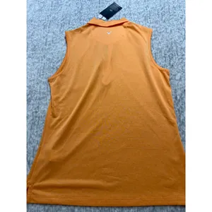 Callaway Womens‎ Sm Sleeveless Golf Polo Shirt Papaya Heather Orange CGKSB0D8DS thumbnail 3