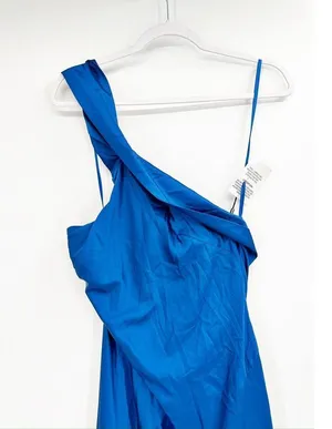 Mac Duggal 26925 Cobalt Blue Asymmetrical Crisscross Halter Gown Size 0 New thumbnail 4