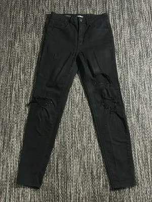 Wild Fable High Rise Skinny Distressed Jeans Black Size 4 thumbnail 1