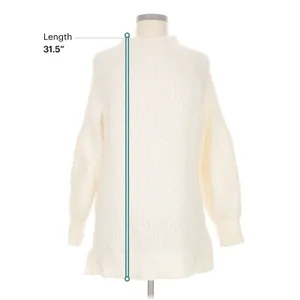 By Anthropologie Ivory Alpaca Blend Textured Mock Neck Sweater Size M thumbnail 3
