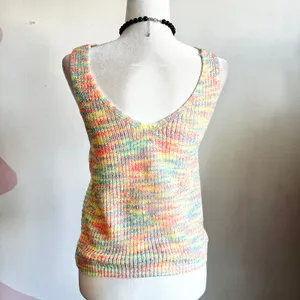 Rainbow Knit Tank Top, Retro, Y2K, Rave,‎ Festival, Vacation, Small, Pride thumbnail 3