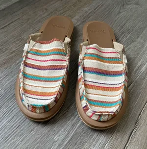 Sanuk You Got My Back St Blanket Bright Multi Color Pattern Striped Slip On Shoe thumbnail 1