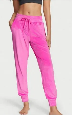 Victoria’s Secret On Pointe Pink Velour High Rise Drawstring Joggers Size Medium thumbnail 1
