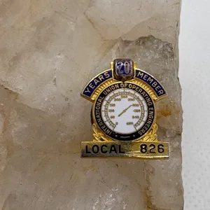 Vintage IUOE Local 826 20 Year Member Pin‎ Bastian Bros Gold Tone Enamel Union thumbnail 2