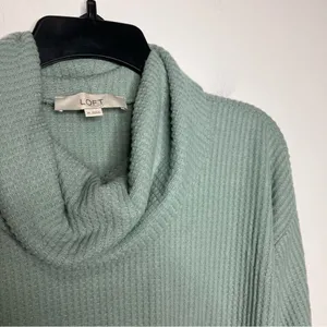 Loft‎ waffle knit cowl knit top green size medium thumbnail 7
