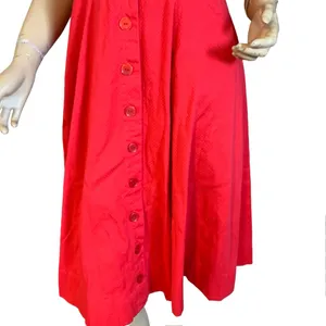 Vintage 1950'S Handmade Square Pattern Red Cotton Day Dress (S) thumbnail 7