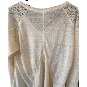 Self Esteem Boho Burnout Lace Top Womens XL Ivory‎ Excellent Geometric V-Neck thumbnail 2