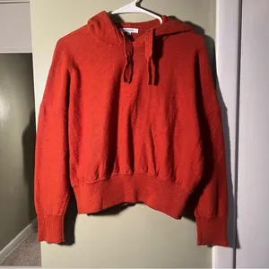 Madewell Women's Size Medium Clairview Hoodie Sweater Maple Glow‎ Orange NC682 thumbnail 5