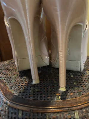 LC Lauren Conrad Blush Patent Peep-Toe Slingback Heels with Bow thumbnail 6