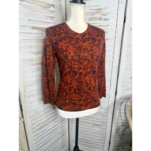 GARNET HILL Women's XS Signature Eco Merino Cardigan Botanical Forest Animals thumbnail 4