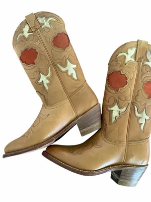 Texas Vintage Women's Mid Calf Western Cowgirl Boot Size 5.5 #267024 thumbnail 3